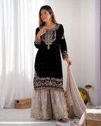 Teeya Creation Black Color Faux Georgette Heavy Embroidery Work Pakistani Fully Stitched Salwar Suit | Grocsy