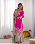 Teeya Creation Pink Color Faux Georgette Heavy Embroidery Work Pakistani Fully Stitched Salwar Suit | Grocsy