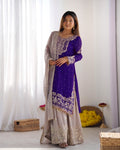 Teeya Creation Purple Color Faux Georgette Heavy Embroidery Work Pakistani Fully Stitched Salwar Suit | Grocsy