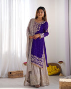 Teeya Creation Purple Color Faux Georgette Heavy Embroidery Work Pakistani Fully Stitched Salwar Suit | Grocsy