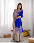 Teeya Creation Royal Blue Color Faux Georgette Heavy Embroidery Work Pakistani Fully Stitched Salwar Suit | Grocsy