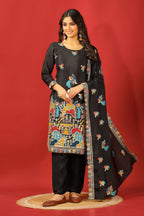 Teeya Creation Black Color Chinnon Silk Heavy Embroidery Work Fully Stitched Salwar Suit | Grocsy