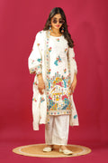 Teeya Creation White Color Chinnon Silk Heavy Embroidery Work Fully Stitched Salwar Suit | Grocsy