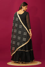 Teeya Creation Black Color Faux Georgette Heavy Embroidery Work Fully Stitched Sharara Suit | Grocsy