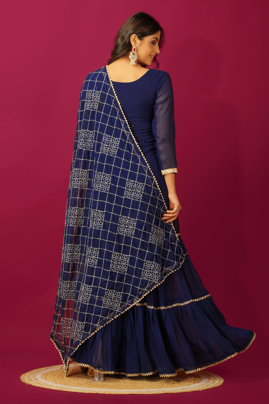 Teeya Creation Blue Color Faux Georgette Heavy Embroidery Work Fully Stitched Sharara Suit | Grocsy