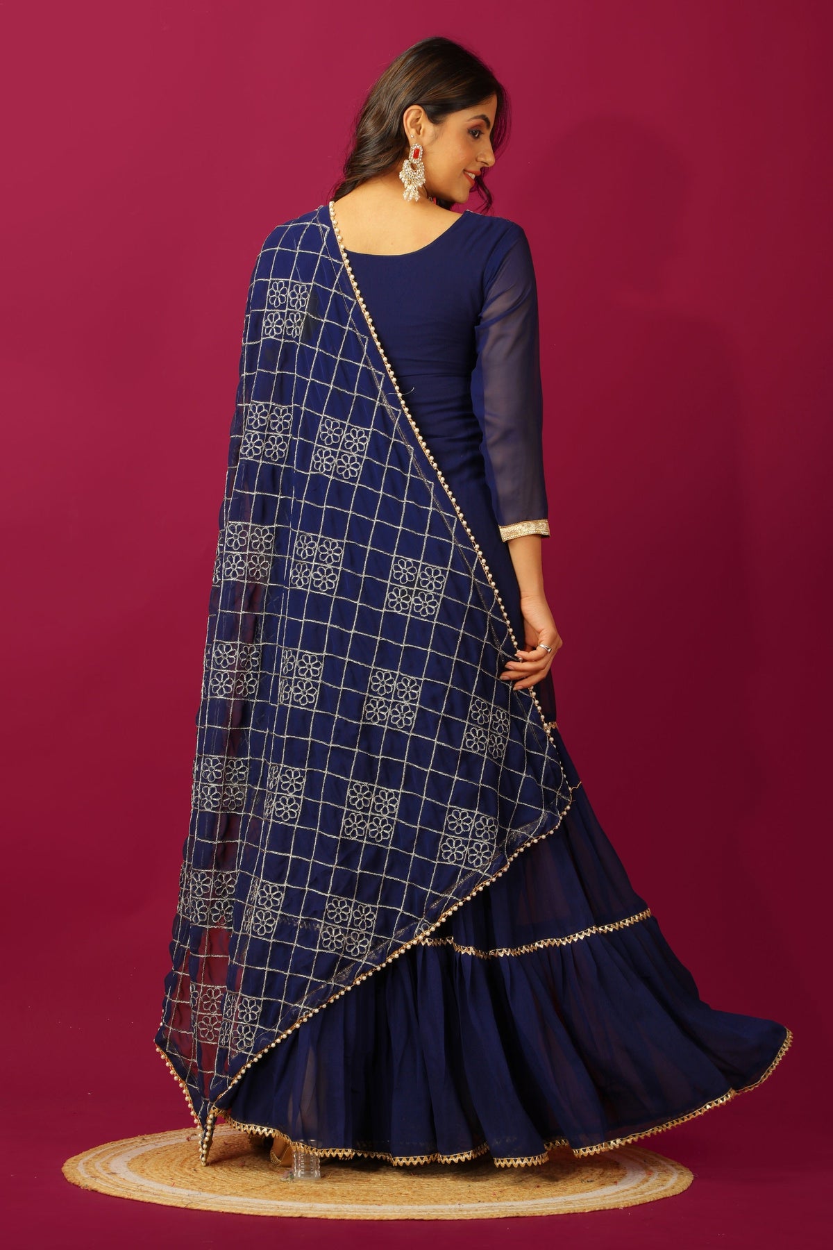Teeya Creation Blue Color Faux Georgette Heavy Embroidery Work Fully Stitched Sharara Suit | Grocsy