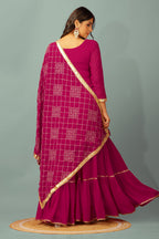 Teeya Creation Rani Color Faux Georgette Heavy Embroidery Work Fully Stitched Sharara Suit | Grocsy
