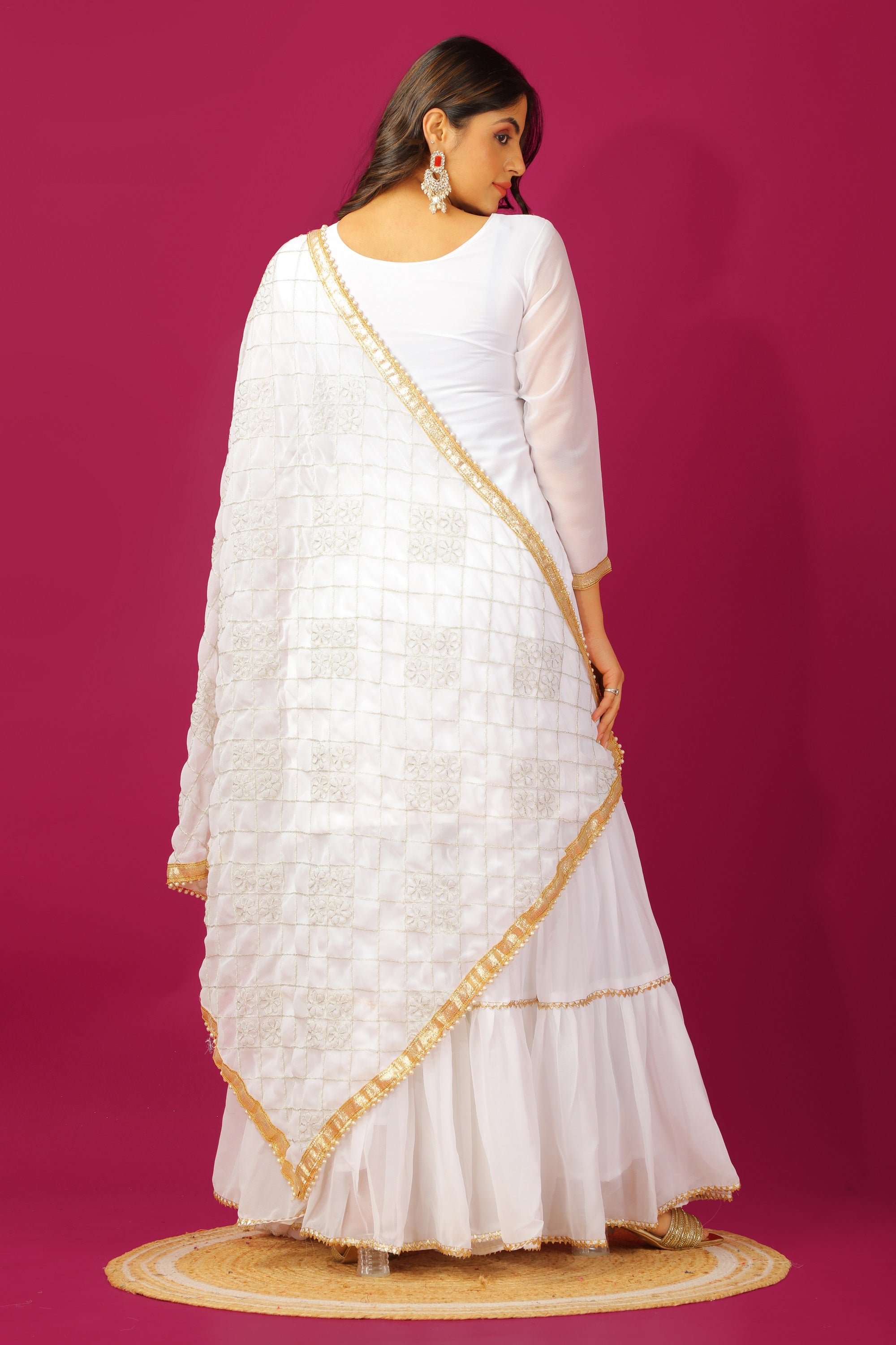 Teeya Creation White Color Faux Georgette Heavy Embroidery Work Fully Stitched Sharara Suit | Grocsy