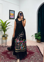Teeya Creation Black Color Faux Georgette Heavy Embroidery Work Fully Stitched Salwar Suit | Grocsy