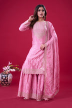 Teeya Creation Baby Pink Color Chinon Silk Heavy Embroidery Work Pakistani Fully Stitched Salwar Suit | Grocsy