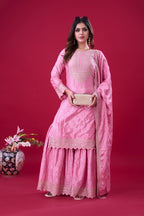 Teeya Creation Baby Pink Color Chinon Silk Heavy Embroidery Work Pakistani Fully Stitched Salwar Suit | Grocsy