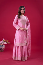 Teeya Creation Baby Pink Color Chinon Silk Heavy Embroidery Work Pakistani Fully Stitched Salwar Suit | Grocsy