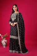 Teeya Creation Black Color Chinon Silk Heavy Embroidery Work Pakistani Fully Stitched Salwar Suit | Grocsy