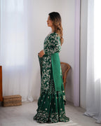 Teeya Creation Green Color Chinnon Silk Embroidery Work Fully Stitched Salwar Suit | Grocsy