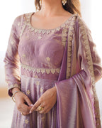 Teeya Creation Lavender Color Fendy Silk Embroidery Work Fully Stitched Gown | Grocsy