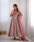 Teeya Creation Lavender Color Fendy Silk Embroidery Work Fully Stitched Gown | Grocsy