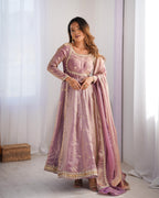 Teeya Creation Lavender Color Fendy Silk Embroidery Work Fully Stitched Gown | Grocsy