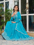 Teeya Creation Rani Color American Silk Embroidery Work Fully Stitched Gown | Grocsy