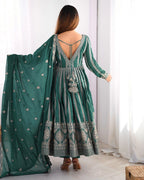 Teeya Creation Green Color Star Georgette Embroidery Work Fully Stitched Gown | Grocsy