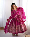 Teeya Creation Rani Color Star Georgette Embroidery Work Fully Stitched Gown | Grocsy