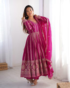 Teeya Creation Rani Color Star Georgette Embroidery Work Fully Stitched Gown | Grocsy