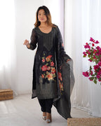 Teeya Creation Black Color Chanderi Silk Embroidery Work Fully Stitched Pakistani Suit | Grocsy