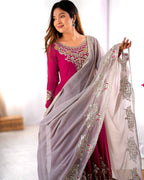 Teeya Creation Rani Color Heavy Georgette Embroidery Work Fully Stitched Gown | Grocsy
