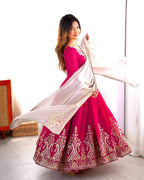 Teeya Creation Rani Color Heavy Georgette Embroidery Work Fully Stitched Gown | Grocsy