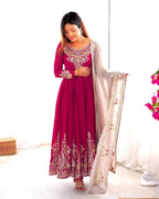 Teeya Creation Rani Color Heavy Georgette Embroidery Work Fully Stitched Gown | Grocsy
