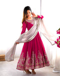 Teeya Creation Rani Color Heavy Georgette Embroidery Work Fully Stitched Gown | Grocsy