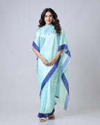 Teeya Creation Blue Color Japan Satin Silk Digital Print Ready To Wear Saree | Grocsy