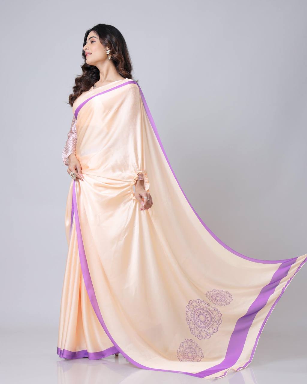 Teeya Creation each Color Japan Satin Silk Digital Print Ready To Wear Saree | Grocsy