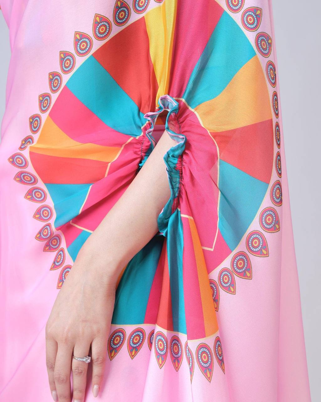Teeya Creation Pink Color Japan Satin Silk Digital Print Ready To Wear Saree | Grocsy