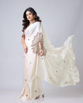 Teeya Creation White Color Japan Satin Silk Digital Print Ready To Wear Saree | Grocsy
