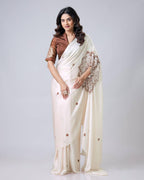 Teeya Creation White Color Japan Satin Silk Digital Print Ready To Wear Saree | Grocsy