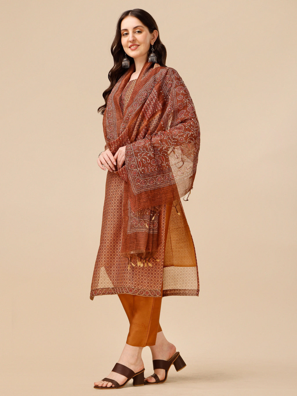 Floral Printed Kurta With Pant And Dupatta Set, Multicolor - Hiral Fashion | Grocsy