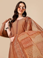 Floral Printed Kurta With Pant And Dupatta Set, Multicolor - Hiral Fashion | Grocsy