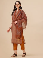 Floral Printed Kurta With Pant And Dupatta Set, Multicolor - Hiral Fashion | Grocsy