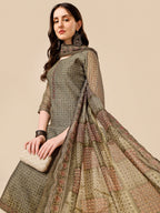 Printed Kurta With Pant And Dupatta Set, Multicolor - Hiral Fashion | Grocsy