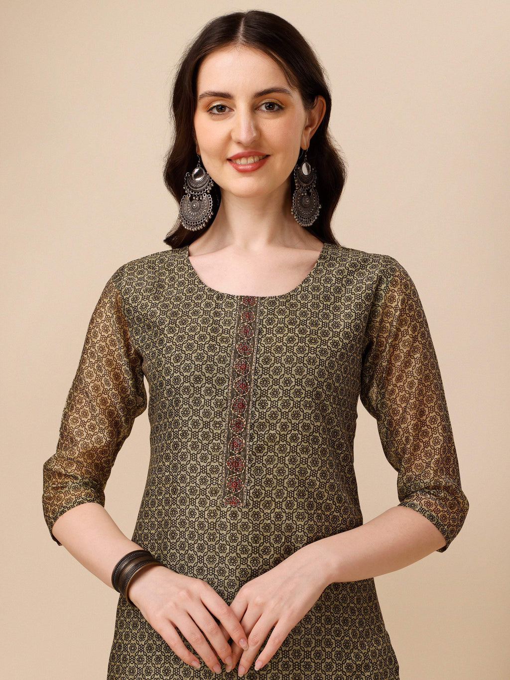 Printed Kurta With Pant And Dupatta Set, Multicolor - Hiral Fashion | Grocsy
