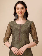 Printed Kurta With Pant And Dupatta Set, Multicolor - Hiral Fashion | Grocsy
