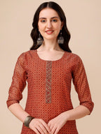 Printed Kurta With Pant And Dupatta Set, Multicolor - Hiral Fashion | Grocsy