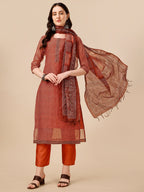 Printed Kurta With Pant And Dupatta Set, Multicolor - Hiral Fashion | Grocsy