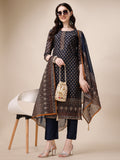 Printed Kurta With Pant And Dupatta Set, Multicolor - Hiral Fashion | Grocsy