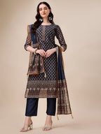 Printed Kurta With Pant And Dupatta Set, Multicolor - Hiral Fashion | Grocsy