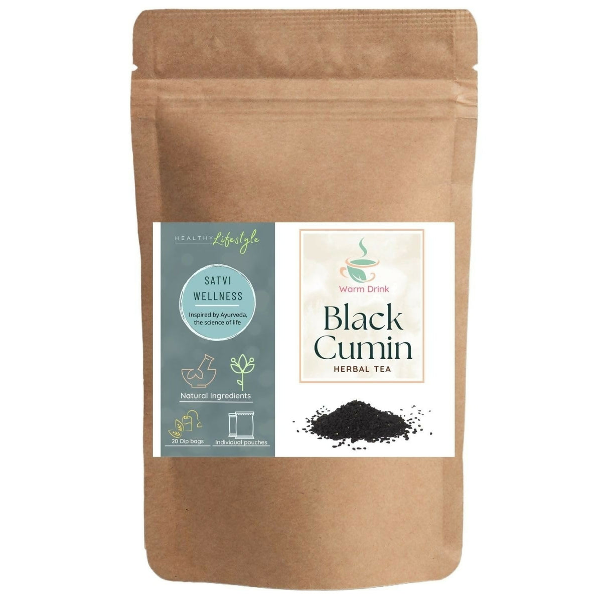 Satvi Wellness Black seed tea | Black cumin tea | Nigella seed tea | Kalonji seed tea | Herbal tea | Grocsy