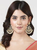 NVR Women's Gold-Polished Kundan Chandbali Earrings | Grocsy
