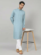 Giza Cotton Blue Plain Kurta by Hilo Design | Grocsy