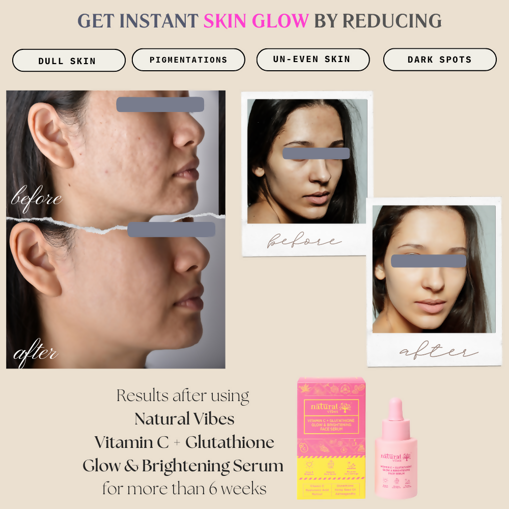 Natural Vibes Vitamin C + Glutathione Glow & Brightening Face Serum | Grocsy