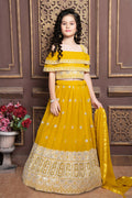 Kids Functional Designer Yellow Georgette Lehenga Choli - Aaradhna | Grocsy